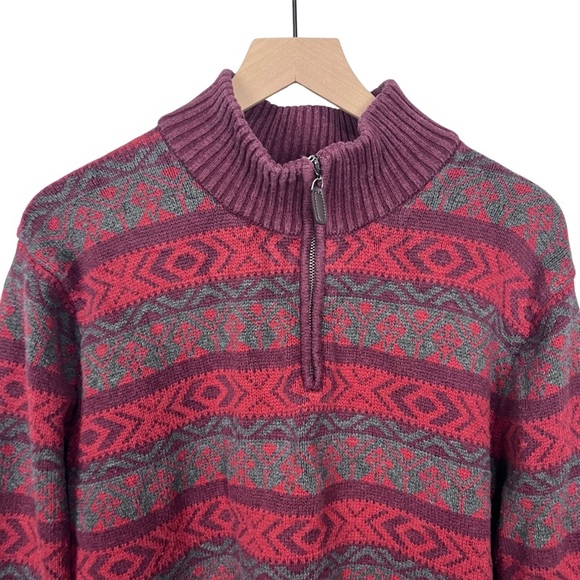 LL Bean Fleece VTG Jacket Pullover Tribal Aztec Pattern USA XL 100% Cotton - Picture 3 of 6